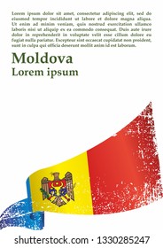 Flag of Moldova, Republic of Moldova. Template for award design, an official document with the flag of Moldova. Bright, colorful vector illustration for graphic and web design.