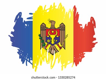 Flag of Moldova, Republic of Moldova. Template for award design, an official document with the flag of Moldova. Bright, colorful vector illustration for graphic and web design.