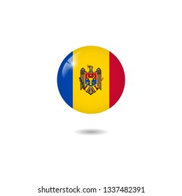 Flag of Moldova round 3d, Moldova Flag template design. Vector Eps 10