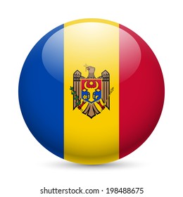 Flag of Moldova as round glossy icon. Button with Moldovan flag