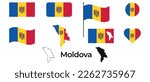 Flag of Moldova. Silhouette of Moldova. National symbol.
