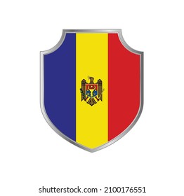 Flag of Moldova with silver frame