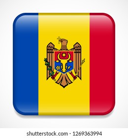 Flag of Moldova. Square glossy badge