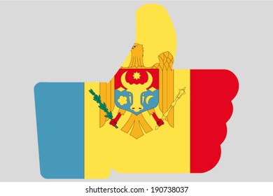 The flag of Moldova in a Thumbs Up Icon