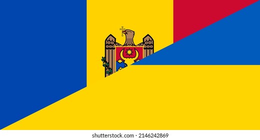 flag of moldova and ukraine. proportion 1:2
