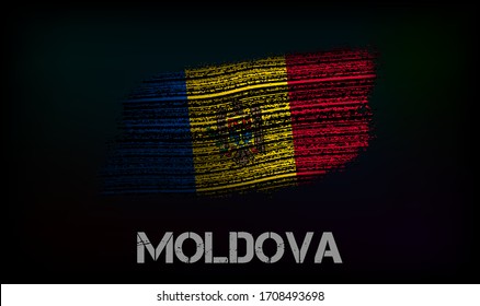 Flag of the Moldova. Vector illustration in grunge style with cracks and abrasions. Good image for print