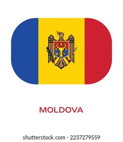 Flag of  Moldova,  Moldova flag vector illustration,  Moldova flag in rounded corner, Button style  Moldova flag.