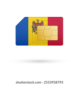 Flag of Moldova. Vector illustration of SIM Card with flag on white background