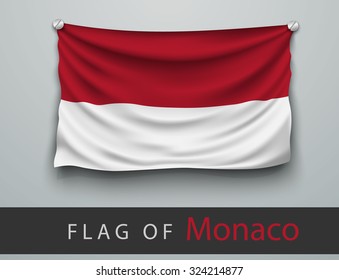 FLAG OF monaco battered, hung on the wall, screwed screws