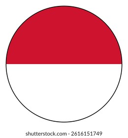 Flag of Monaco. Black edge. Monaco circle flag logo icon computer vector illustration design.