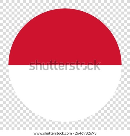 Flag of Monaco. Monaco circle flag logo icon computer vector illustration design. Transparent checkerboard background.