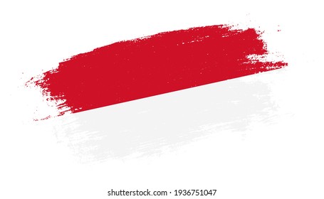 Flag of Monaco country on brush paint stroke trail view. Elegant texture of national country flag