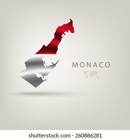 Flag of MONACO as a country with a shadow
