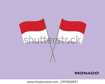 Flag of Monaco, Monaco cross flag design. Monaco cross flag isolated on white background. Vector Illustration of crossed Monaco flags.