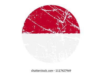 Flag of Monaco Grunge Style. Hand Painted with Brush. Vector Illustration.