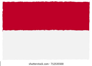 Flag of Monaco. Hand Painted with Brush. Vector Illustration.