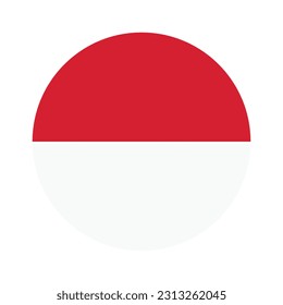 The flag of Monaco. Flag icon. Standard color. Round flag. Computer illustration. Digital illustration. Vector illustration.