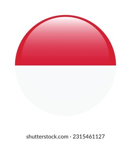 The flag of Monaco. Flag icon. Standard color. A round flag. 3d illustration. Computer illustration. Digital illustration. Vector illustration.