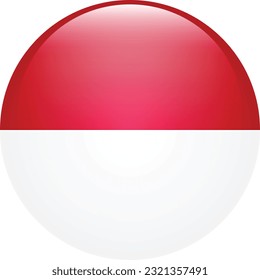 The flag of Monaco. Flag icon. Standard color. The round flag. 3d illustration. Computer illustration. Digital illustration. Vector illustration.