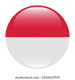 La bandera de Mónaco. Icono de marca. Color estándar. Indicador de icono de círculo. 3 quinquies ilustración. Ilustración del equipo. Ilustración digital. Ilustración vectorial.