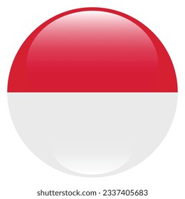 The flag of Monaco. Flag icon. Standard color. Circle icon flag. 3d illustration. Computer illustration. Digital illustration. Vector illustration.