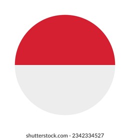 La bandera de Mónaco. Icono de marca. Color estándar. Indicador de icono de círculo. Ilustración del equipo. Ilustración digital. Ilustración vectorial.