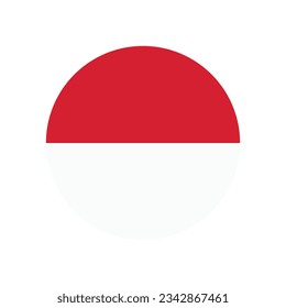 The flag of Monaco. Flag icon. Standard color. Circle icon flag. Computer illustration. Digital illustration. Vector illustration.