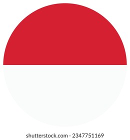 The flag of Monaco. Flag icon. Standard color. Circle icon flag. Computer illustration. Digital illustration. Vector illustration.