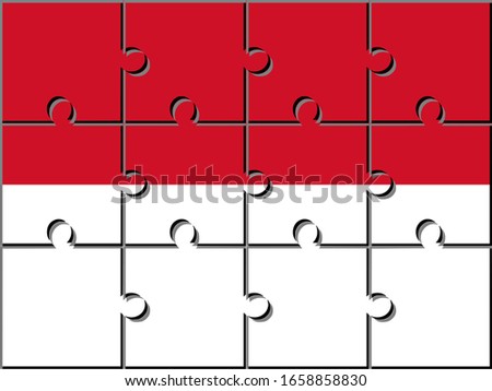 Flag of monaco made with jigsaw puzzle pieces