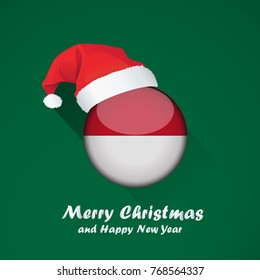 Flag of monaco. Merry Christmas and happy new year background design with glossy round Flag of monaco. vector illustration.