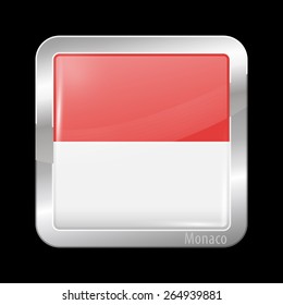 Flag of Monaco. Metal Icons Square Shape. This is File from the Collection European Flags