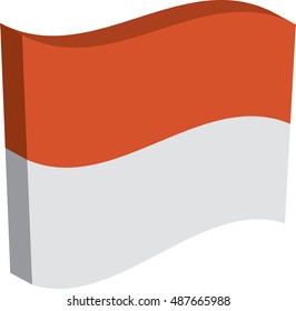 Flag of Monaco, officially the Principality of Monaco. Vector illustration of a stylized flag. The slit in the paper with shadows. Element for infographics.