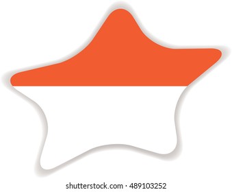 Flag of Monaco, officially the Principality of Monaco. Vector illustration of a stylized flag. Star with shadow. Element for infographics.