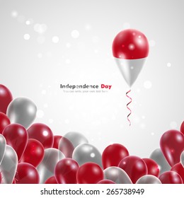 Flag of Monaco on balloon. Celebration and gifts. Ribbon in the colors are twisted. Independence Day. Balloons on the feast of the national