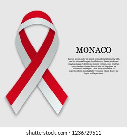 Flag of Monaco on stripe ribbon isolated on white background. Template for independence day