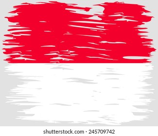 The flag of Monaco. Painted brush colored inks. Symbol Independence Day National Patriotic Travel Country Background Grunge Paint Stock Vector Icon Logo Picture Image Illustration Political