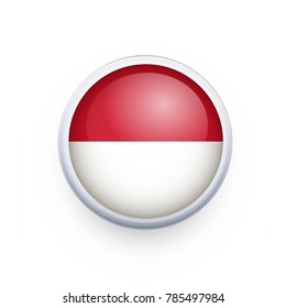 Flag of Monaco as round glossy icon. Button with Monaco flag. National flag for country of Monaco isolated, banner vector illustration. Vector illustration eps10.