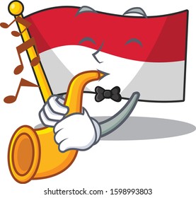 Flag monaco Scroll cartoon character design performance with trumpet