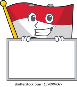 Flag monaco Scroll cartoon character style grinning with board