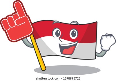 Flag monaco Scroll mascot cartoon style with Foam finger