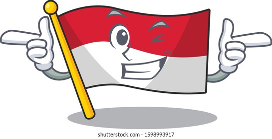 Flag monaco Scroll mascot cartoon design with Wink eye