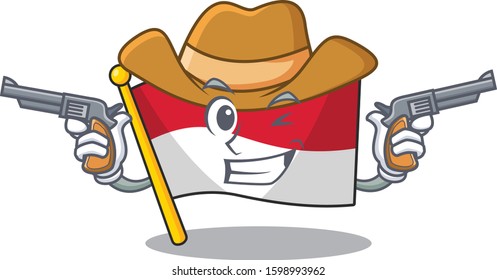 Flag monaco Scroll mascot performed as a Cowboy with guns