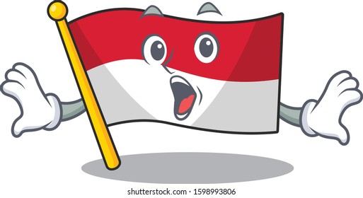 Flag monaco Scroll Surprised gesture on cartoon character style
