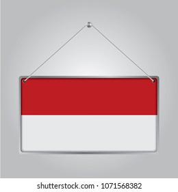 Flag of Monaco. The symbol of the state in the pennant hanging on the rope, 
rectangle hanging. Vector Illustration EPS10.