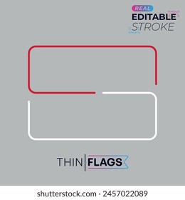 The flag of Monaco. Thin Flag icon. Editable Stroke Monegasque Flag