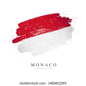 Flag of Monaco. Vector illustration on a white background. Brush strokes are drawn by hand. Independence Day.
