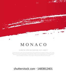 Flag of Monaco. Vector illustration on a white background. Brush strokes are drawn by hand. Independence Day.