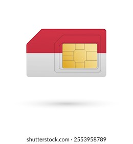 Flag of Monaco. Vector illustration of SIM Card with flag on white background