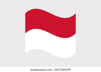 Flag of Monaco. Monaco wavy flag digital vector illustration. Fluttering flag.