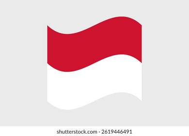 Flag of Monaco. Monaco wavy flag digital vector illustration. Fluttering flag.